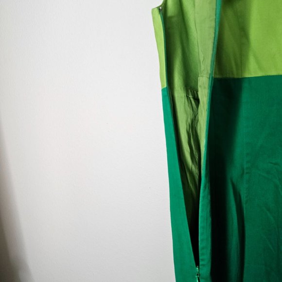 Boden Size 6 Green Color Block Sheath Dress V Neck Knee Length Sleeveless - Picture 7 of 8